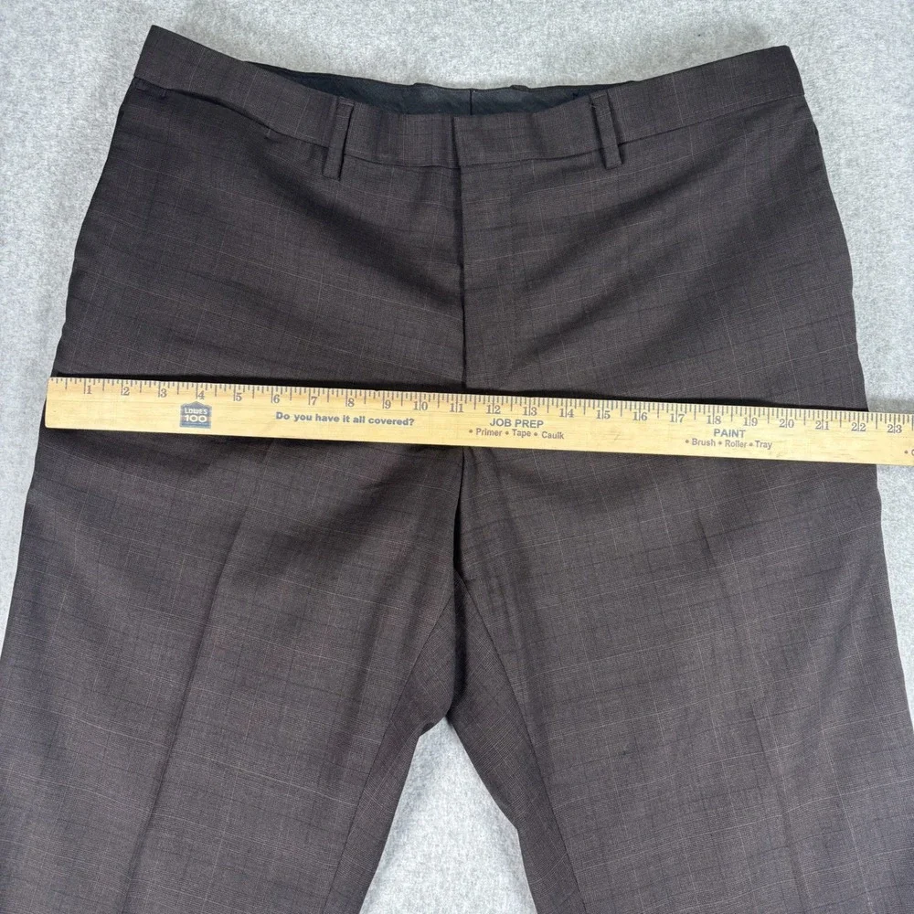 Banana Republic Dress Pants Mens 36x30 Brown Wool Blend Classic Fit Plaid